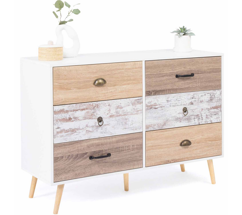 Commode 6 Tiroirs Bahia 115 Cm Scandinave
