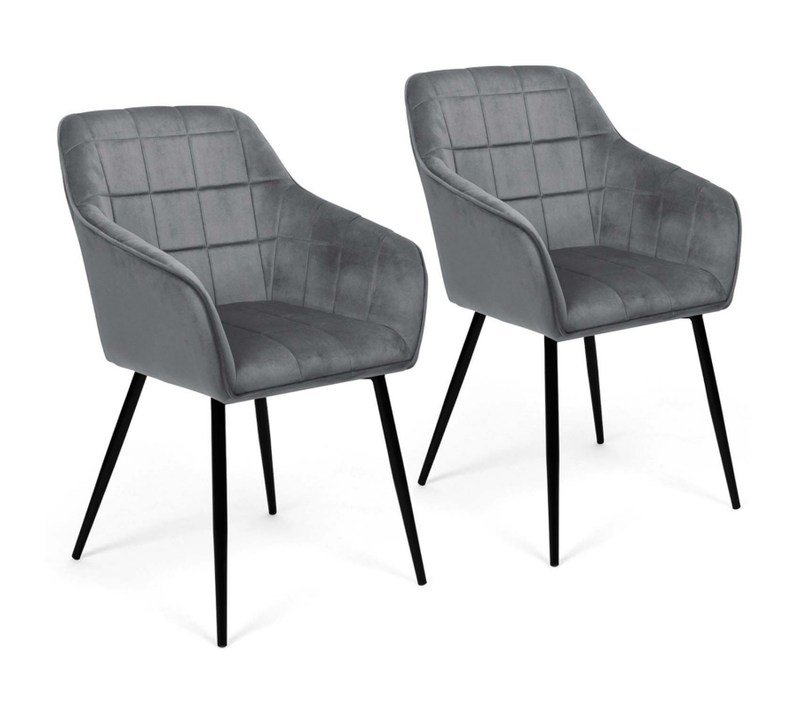 Lot De 2 Chaises De Salle à Manger, Fauteuils De Table Mady En Velours Gris Clair
