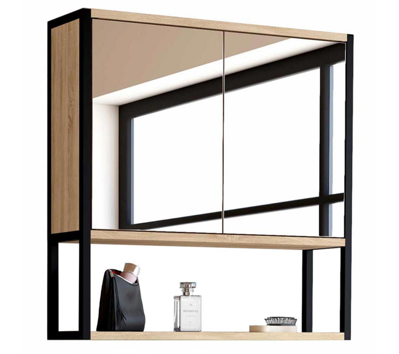 Meuble De Rangement Suspendu Avec Miroir Pour Salle De Bain Detroit Design Industriel