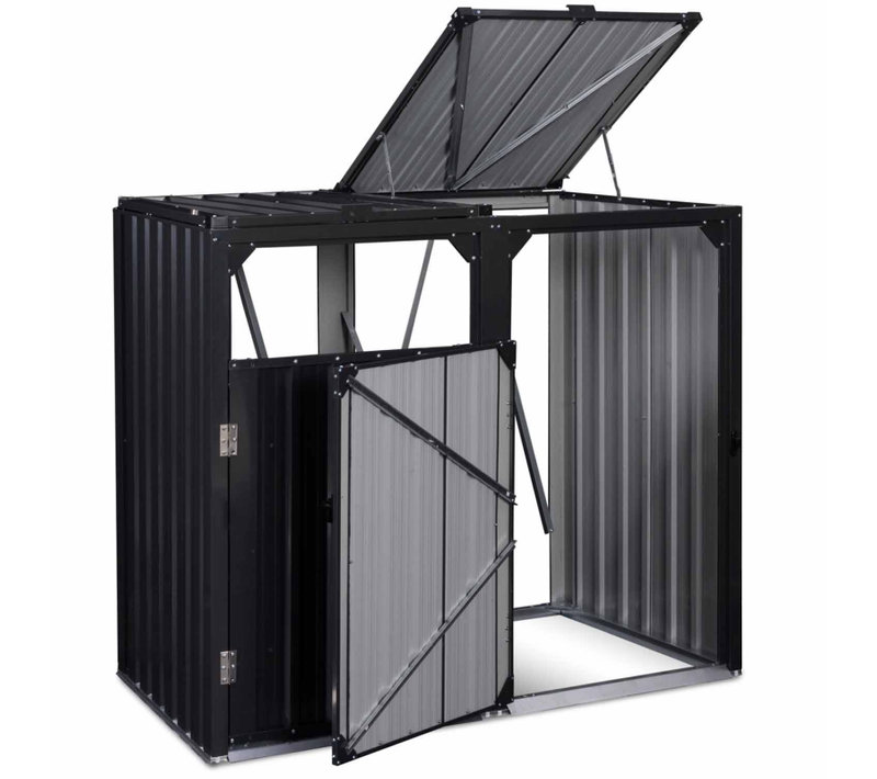 Cache Poubelle Double En Acier Gris Anthracite