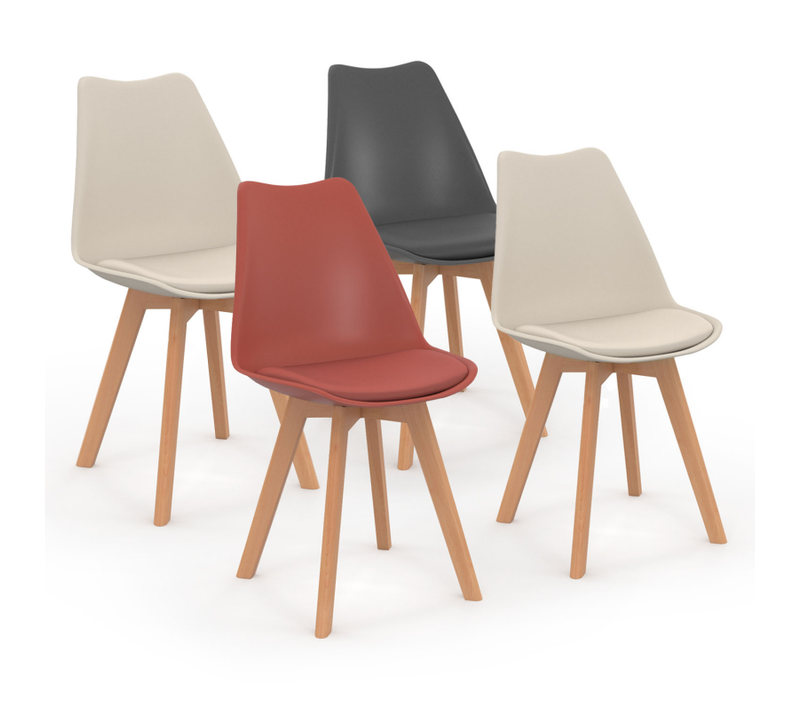 Lot De 4 Chaises Scandinaves Sara Mix Color Gris Foncé, Terracotta, Beige X2