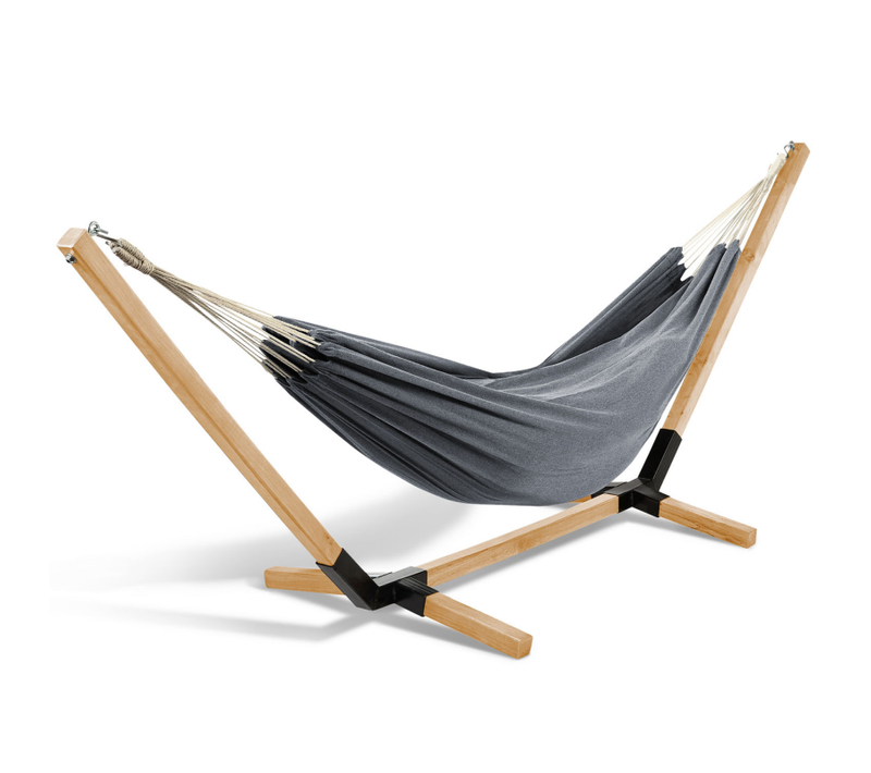 Hamac Avec Support Bois Et Toile Gris Anthracite Tahiti