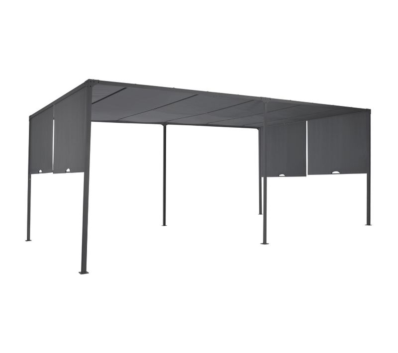 Pergola Coulissante 2 Pans 3x6 M Belvédère De Jardin Toile Gris Anthracite