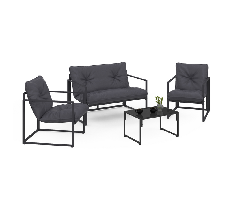 Salon De Jardin Bas Nairobi 4 Places En Acier Gris Anthracite
