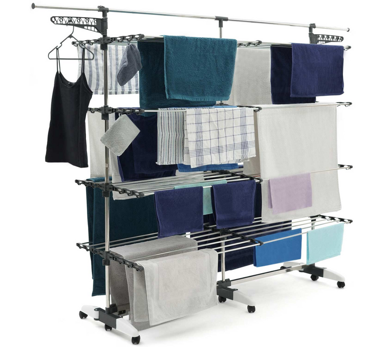 Séchoir à Linge 60 M Supra XXL Gris/blanc 4 Niveaux + Barre Télescopique