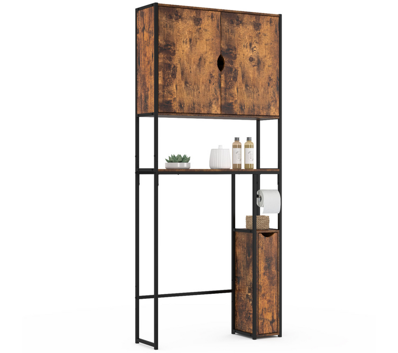 Meuble Wc 3 En 1 Avec Armoires De Rangement Bois Foncé Dayton Design Industriel