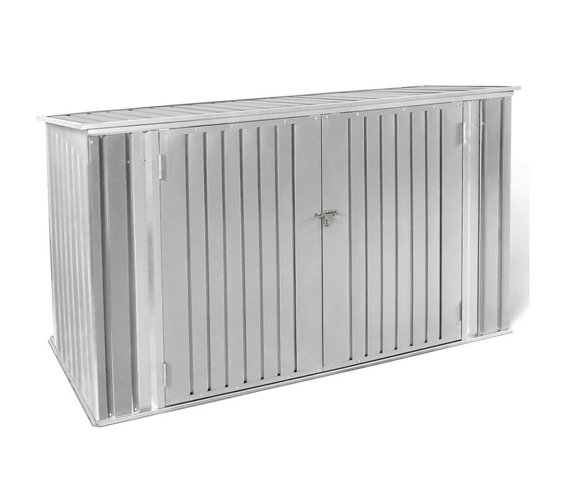 Abri De Jardin En Métal Gris Clair Verrouillable Multi-rangement Stockage Vélos, Outils, Poubelles