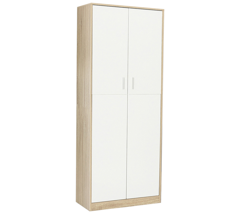 Armoire De Bureau 190 Cm Multifonction Maria Bois Et Blanc 2 Portes 4 Étagères