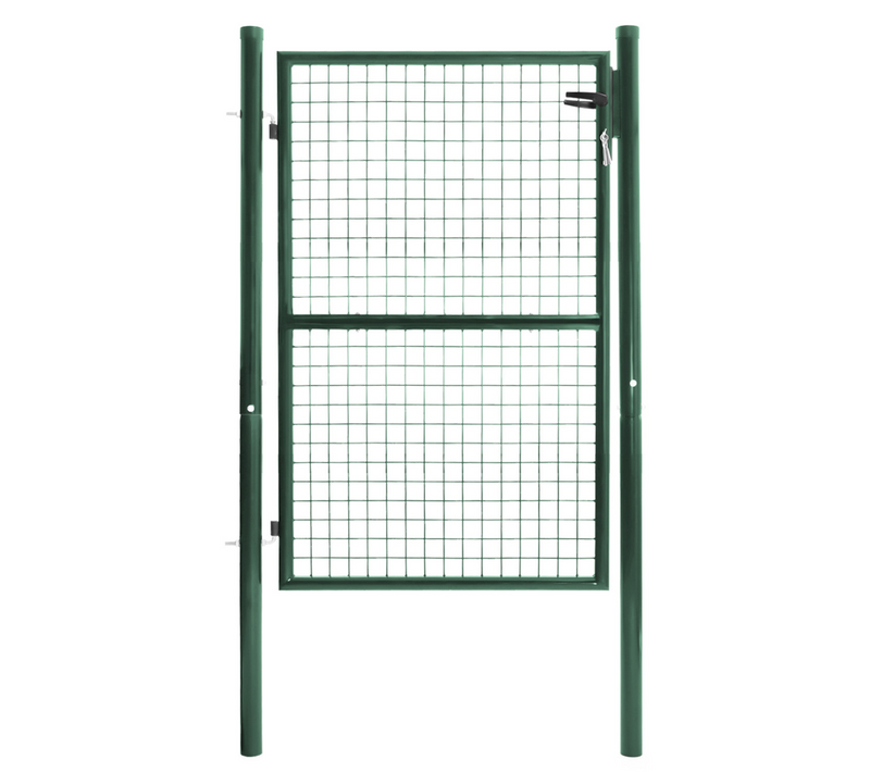Portillon De Jardin 105 X 125 Cm En Acier Vert Avec Serrure Et Poignée