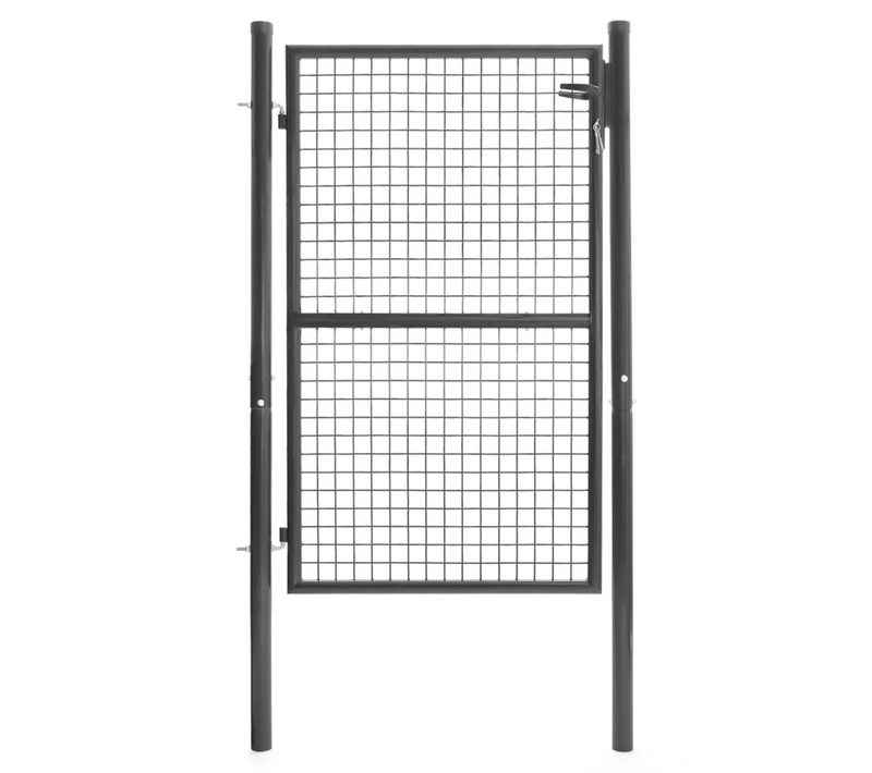 Portillon De Jardin 105 X 150 Cm En Acier Gris Anthracite Avec Serrure Et Poignée