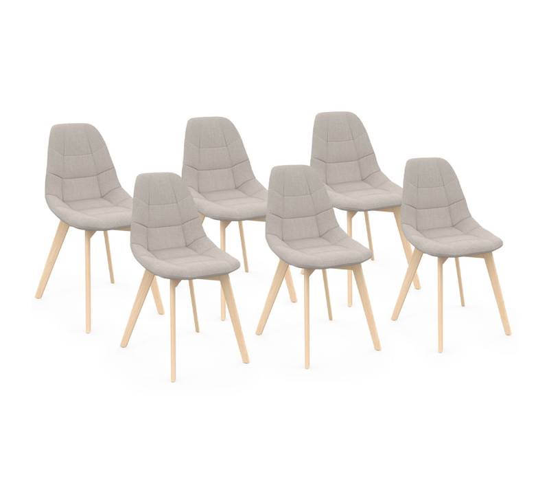 Lot De 6 Chaises Scandinaves Gaby Beige En Tissu Pour Salle à Manger