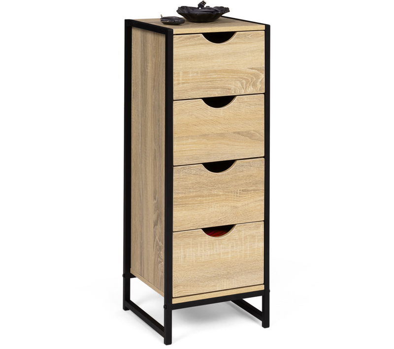 Meuble D'appoint 4 Tiroirs Detroit 30 Cm Chiffonnier Pour Entrée Salle De Bain Design Industriel