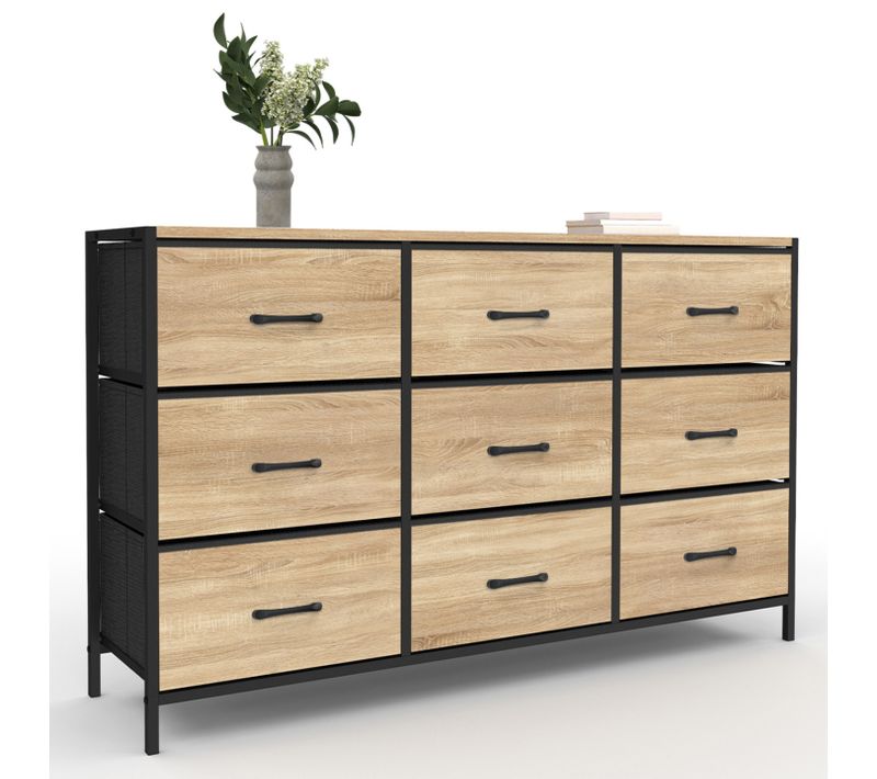Commode 9 Tiroirs En Tissu Utah 115 Cm Meuble De Rangement Design Industriel