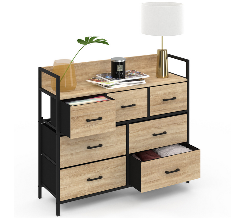 Commode 7 Tiroirs En Tissu Utah 100 Cm Meuble De Rangement Design Industriel