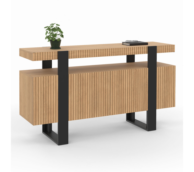 Buffet 140 Cm Octave 4 Portes Lattes Tasseau Bois