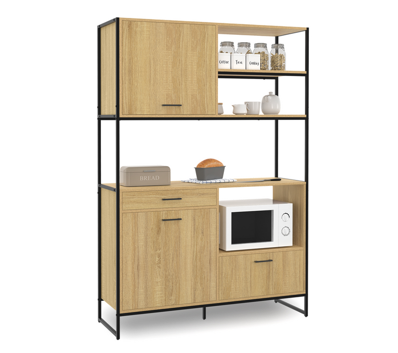 Buffet De Cuisine 120 Cm Detroit Meuble 3 Portes + 1 Tiroir Design Industriel
