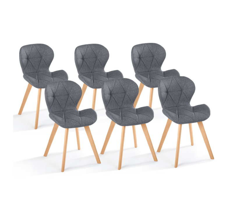 Lot De 6 Chaises Robine En Tissu Gris Foncé Pour Salle à Manger