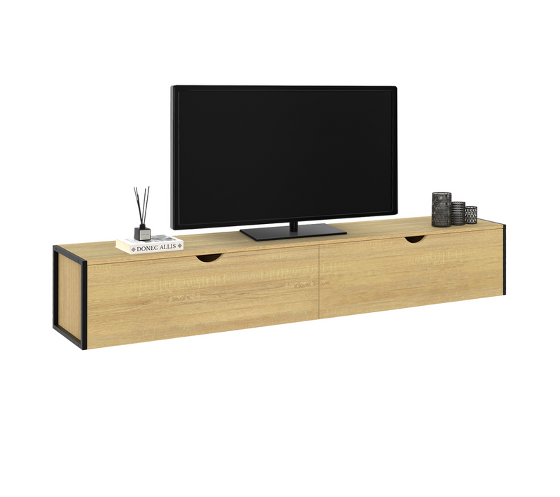Meuble TV 180 Cm Suspendu Detroit 2 Portes Design Industriel