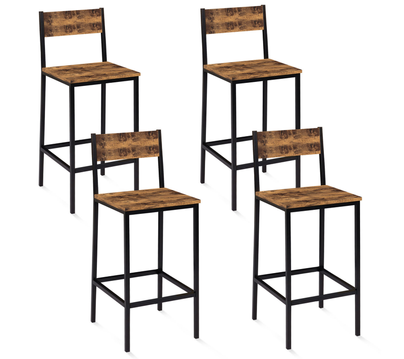 Lot De 4 Tabourets De Bar Dayton Avec Dossier Chaise De Cuisine Design Industriel