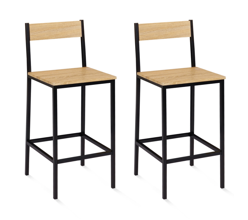 Lot De 2 Tabourets De Bar Detroit Avec Dossier Chaise De Cuisine Design Industriel