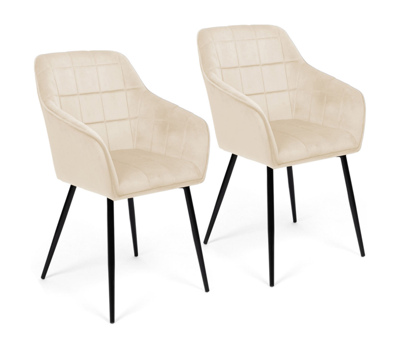 Lot De 2 Chaises De Salle à Manger, Fauteuils De Table Mady En Velours Beige