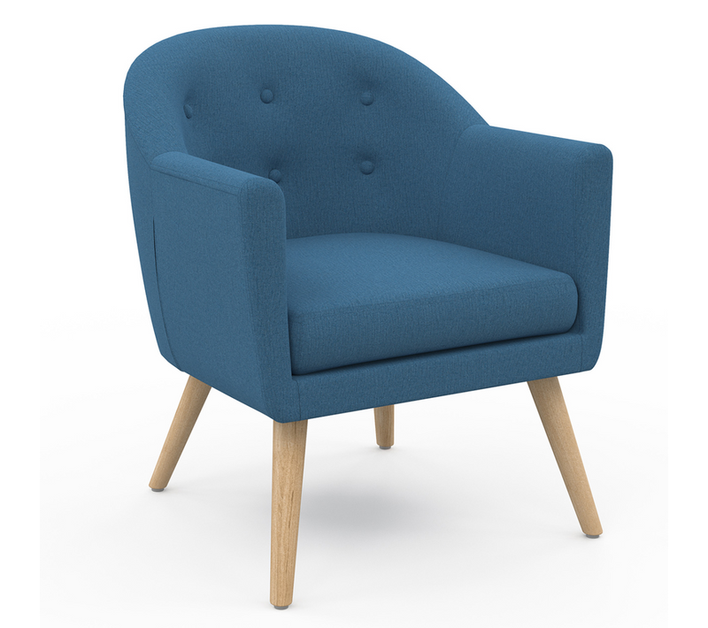 Fauteuil Scandinave Olan Cabriolet En Tissu Bleu