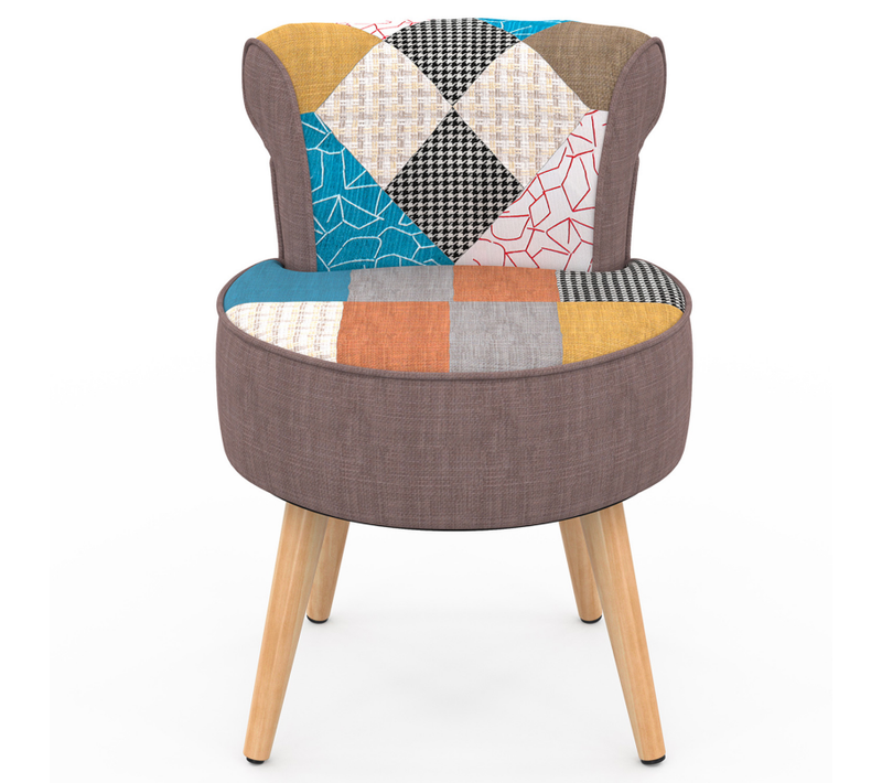 Fauteuil Crapaud En Tissu Patchwork Multicouleurs