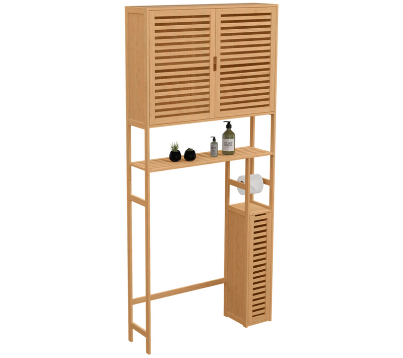 Meuble Wc 3 En 1 Avec Armoires De Rangement Bambou Bea