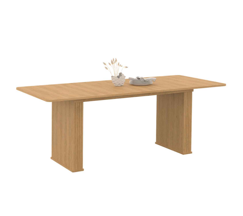 Table à Manger Extensible Rectangle Juliette 6-10 Personnes Pieds Lattes Tasseau Bois Coloris Chêne