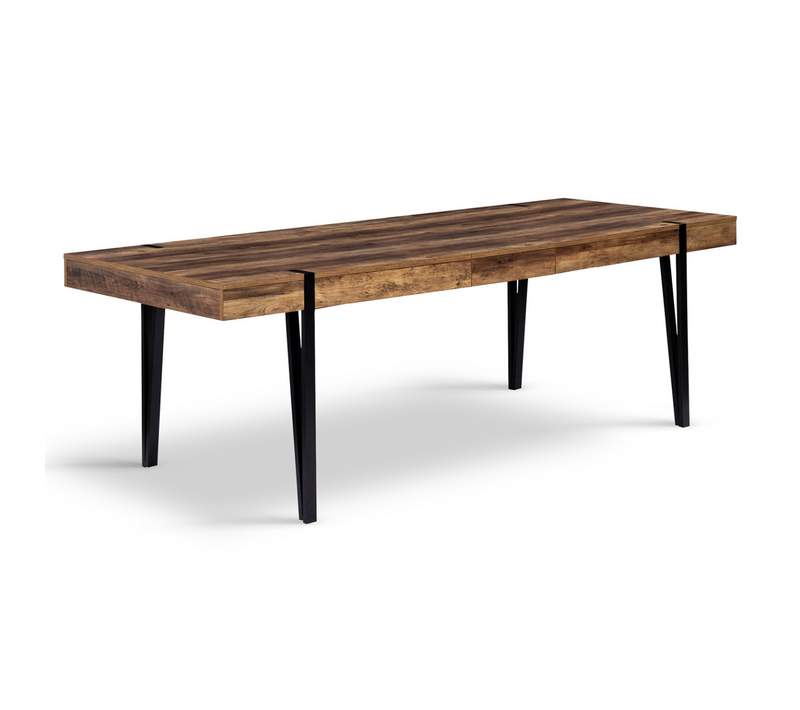 Table à Manger Extensible Rectangle Austria 8-12 Personnes Bois Pied épingle Noir 200-240 Cm