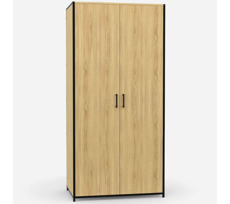 Armoire 2 Portes Detroit Penderie 80 Cm Avec Étagères Rangement Maxi Capacité Design Industriel