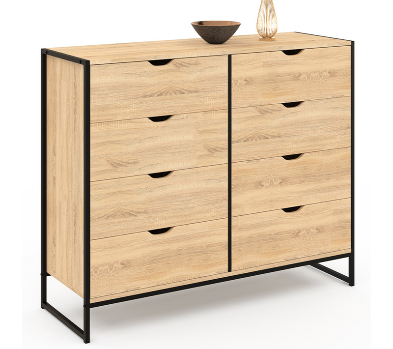 Commode 8 Tiroirs Detroit 115 Cm Design Industriel