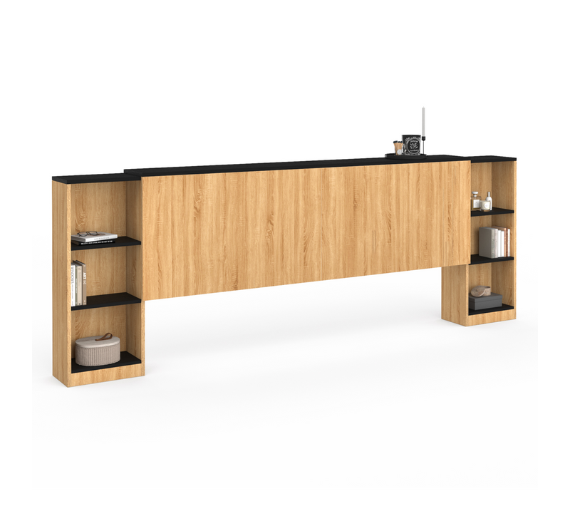 Tête De Lit Sur Pied Extensible Avec Chevets Coulissants Catba Pour Lit 140 Et 160 Cm Façon Bois Et