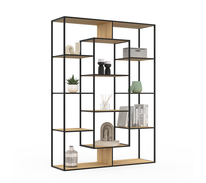 Etagère Bibliothèque Detroit Avec 11 Compartiments Design Industriel 143 Cm