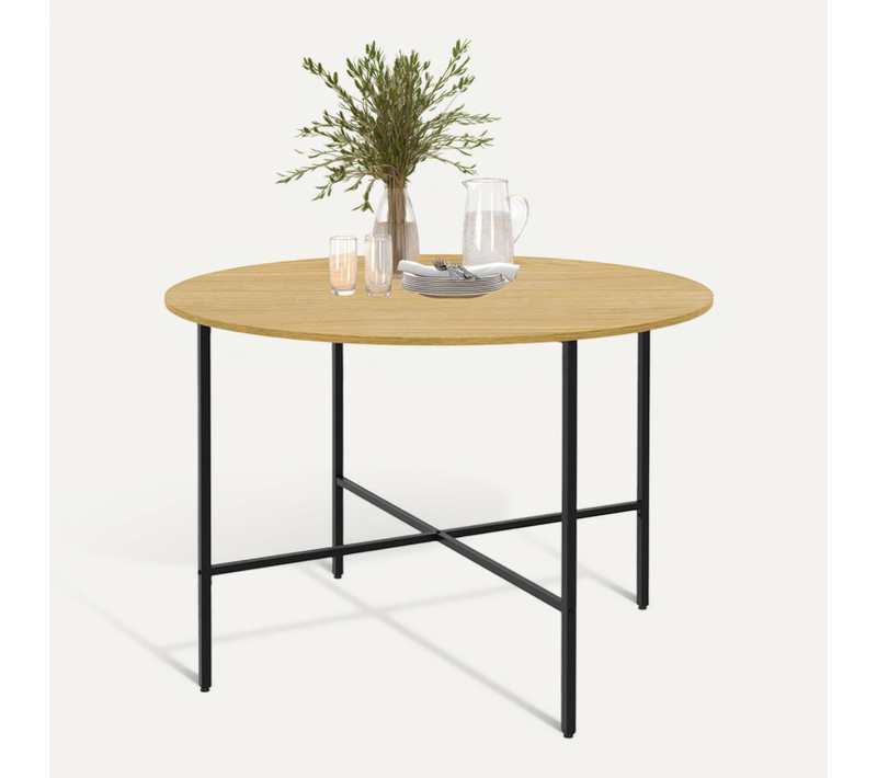 Table à Manger Fixe Ronde Detroit 4-6 Personnes Design Industriel 110 Cm