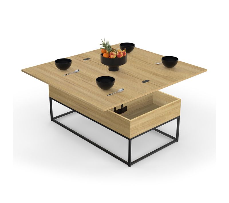 Table Basse Rectangulaire Relevable Convertible En Table à Manger Detroit Design Industriel