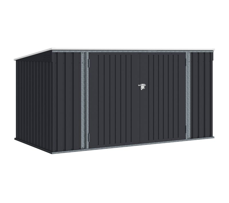 Abri De Jardin XXL En Métal Gris Anthracite Verrouillable Multi-rangement Pour Stockage Vélos, Outil