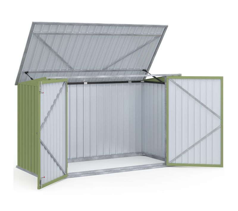 Abri De Jardin En Métal Vert Olive Verrouillable Multi-rangement Pour Stockage Vélos, Outils, Poubel