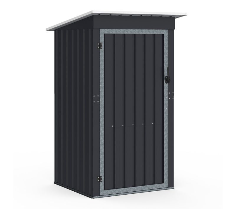Abri De Jardin Gris En Acier Galvanisé 100 X 95 X 160 Cm Avec Toit Incliné 1 Porte