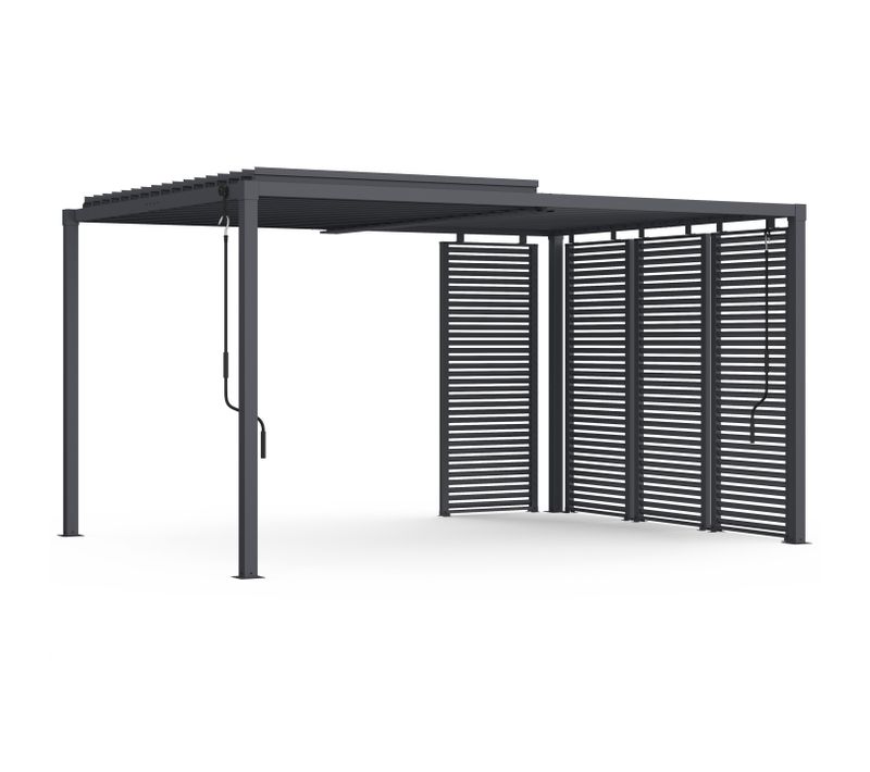 Pergola Bioclimatique Lames Orientables Acier 3x4 M Avec Persiennes Horizontales Gris Anthracite