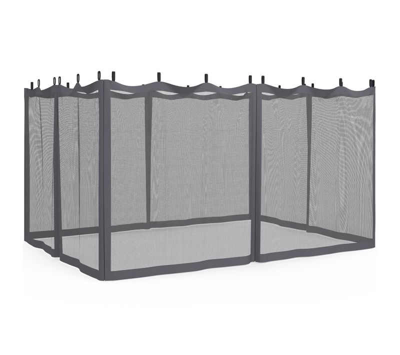 Lot De 4 Moustiquaires Pour Pergola 3x4 Gris Zippés + Crochets