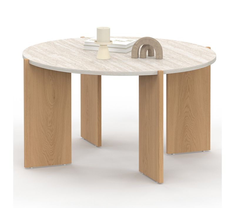 Table Basse Ronde Armonia 73 Cm Effet Travertin