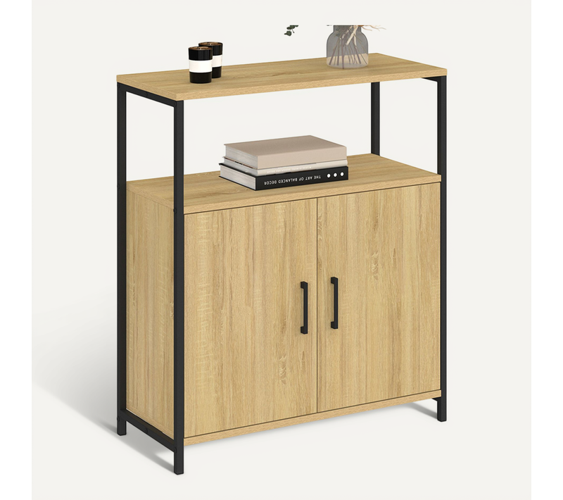 Buffet D'appoint 1 Niche Et 2 Portes 70 Cm Detroit Design Industriel