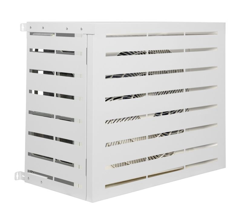Cache Climatiseur En Métal Blanc Protection Unité Extérieur 95 X 48 X 80 Cm
