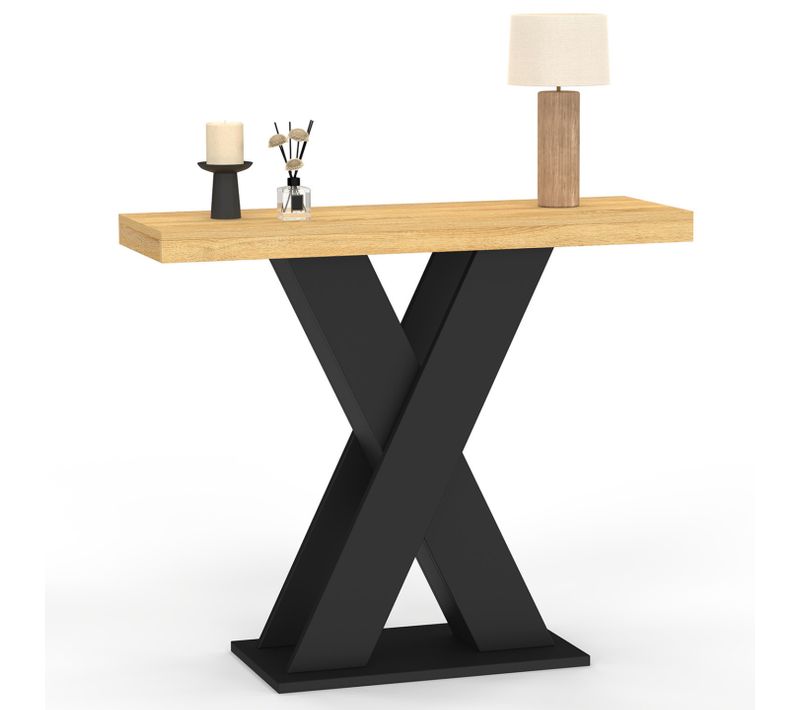 Console Alicia Plateau Bois Et Pied X Noir