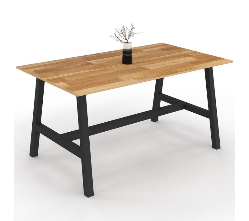 Table à Manger Rectangle Madeleine 6 Personnes Bois Et Métal 160 Cm