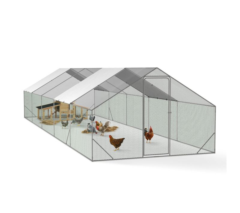 Enclos Poulailler 30m² Parc Grillagé 10 X 3 M Acier Galvanisé