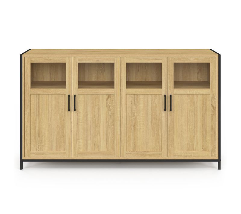 Buffet 140 Cm Detroit 4 Portes Avec Vitrines Design Industriel