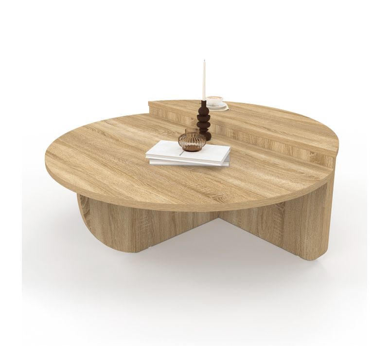 Lot De 2 Tables Basses Rondes Guilia Asymétriques Façon Hêtre