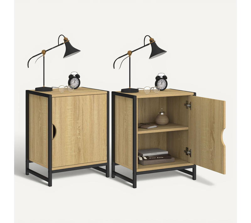 Lot De 2 Tables De Chevet Detroit 1 Porte Design Industriel